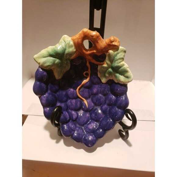 Pottery Hand Painted Serving Bowl Small Grapes - Picture 4 of 13